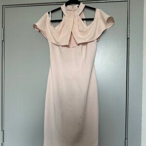 Karen Millen Size 6 Off The Shoulder Midi in Blush